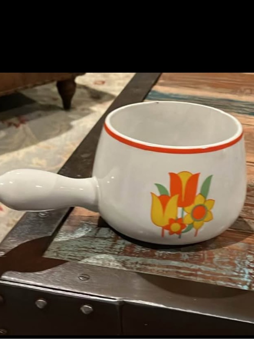 Vintage Mid Century Stoneware Pot Tulips JAPAN